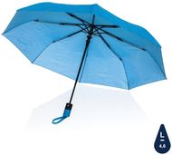 21" Impact Aware 190T minisateenvarjo, sininen liikelahja logopainatuksella